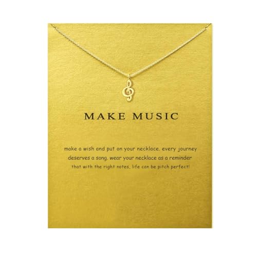 Classic Music Note Pendant Necklace Simple Lovely Clavicle Necklace for Women Music Lover Musican Gifts with Meaning Card
