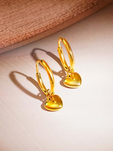 Image of 18K Gold Plated Heart Earrings for Women & Girls | Heart Hoops, Studs & Huggies | Waterproof and Anti Tarnish Jewellery | Valentines Gift for Girlfriend | Gifts for Women | 1 Year Warranty*