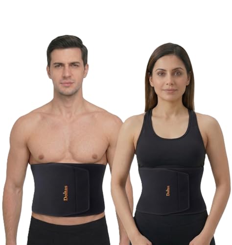 DOLTAS Sweat Slim Belt for Men & Women – Tummy Trimmer for Fat Loss, Stomach Shaping & Workout Support – Adjustable Waist Trainer for Enhanced Sweat & Core – Black