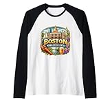 Boston Massachusetts Souvenir City Visitor State Memorabilia Raglan Baseball Tee