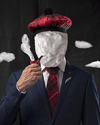 Image of Scottish Tam O' Shanter Hat Tartan Bonnet Pom Pom Wool Flat Cap One Size