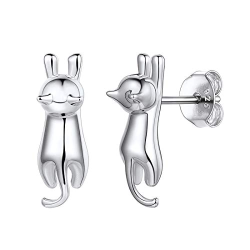 ChicSilver Hypoallergenic 925 Sterling Silver Cute Animal Earrings for Women Lovely Cat/Hedgehog/Turtle Stud Earrings for Sensitive Ears(with Gift Box)