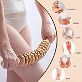 Zyiphor Faszienstab Holz, 3 Stück Faszienrolle für Rücken, Nacken, Beine & Lymphdrainage, Massageroller mit Griff zur Muskelentspannung, Lindert Müdigkeit & Cellulite für Zuhause, Reisen, Büro