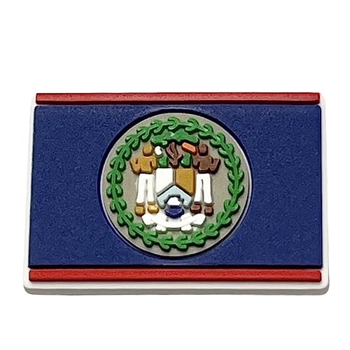 Caribe Heart Charm per scarpe con bandiera del Belize, Plastica, Nessuna pietra preziosa