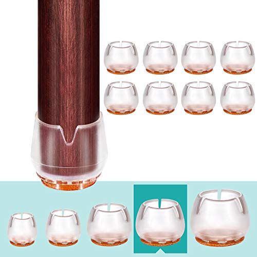 MelonBoat 1'' to 1-3/16'' Chair Leg Floor Protectors, Chair Leg Caps with Pads, Chair Leg Covers to Protect Floors, A-RD027, Fit Round Leg 1''-1.2'', 8 Pack