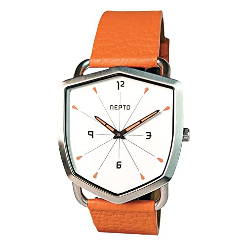 Montre Quartz Homme NEPTO Shield White Reverso Cadran Blanc Bracelet Cuir St Alce