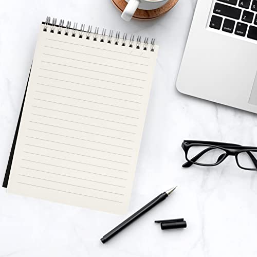 Songaa Spiral Notebook A5 4 Pack - Top Bound Hardcover Spiral Notebook Ruled Lined Journal Notebook Bulk, College Ruled Spiral Bound Notebook For Student Office School Supplies Black #TOP3