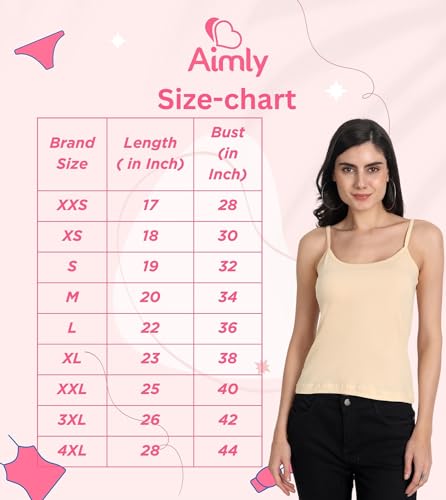 Image of Aimly Women's Regular Fit Cotton Camisole Slip Spaghetti | Combo Pack of 2