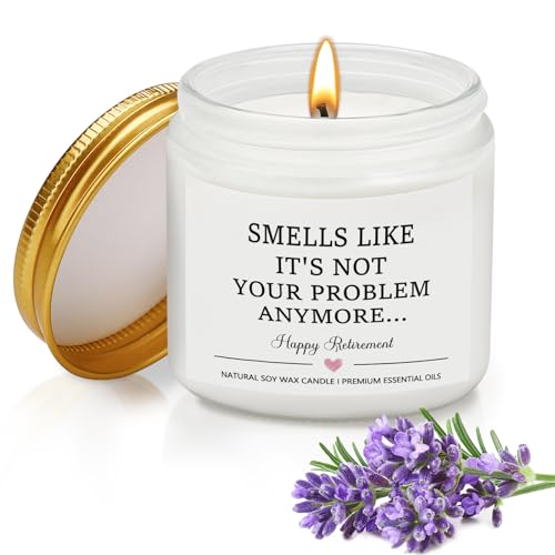 Funny Retirement Gifts for Women Men, Retirement Candle Present for Colleagues, Teachers, Coworkers, Friend, Soy Wax Lavender Scented Candle, 3.5oz
