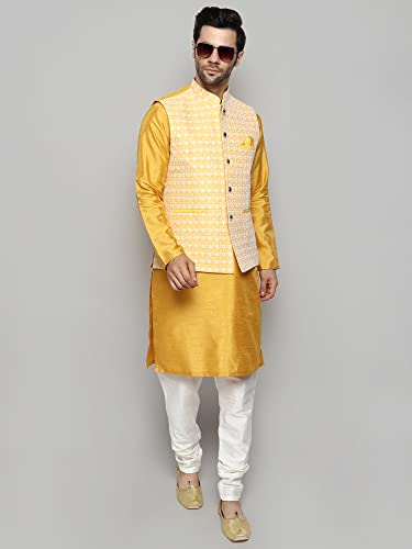 Image of Uri and MacKenzie Men's Silk Blend Kurta Pajama with Designer Ethnic Nehru Jacket /Modi Jacket