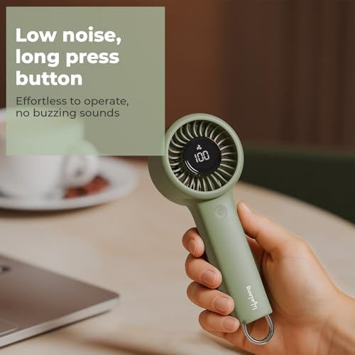 Image of Lifelong Hand Fan with Digital Display | Portable Rechargeable Fan with 2000mAh Battery, 5 Speed Settings,Type-C Charging, Powerful Cooling, Start with Long Press, Non-Slip Base,Travel Friendly Design