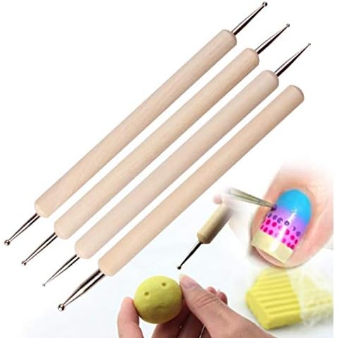Oulensy 4pcs / Set Holz Werkzeuge 4 Kugel Stylus Polymer Clay Keramik Keramik Modellierungswerkzeuge DIY Fertigkeit Sculpting Cover