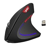 Ratón Óptico Inalámbrico Erg-onómico Diseñado Ratón Vertical de Ordenador Videjuego Negro