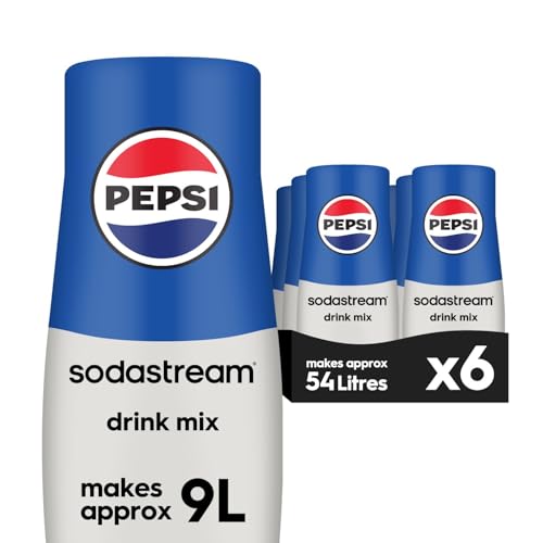 SodaStream Flavours Pepsi Sparkling Drink Mix, Soda & Fizzy Drink Maker Concentrate, Original Recipe, Just Add Sparkling Water, Official Cola x SodaStream Syrup - 6 x 440ml Multi Pack