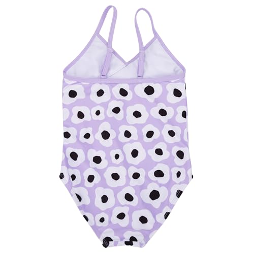 Image of LIZENS Girls' Swimwear Ruffle One Piece Beach Bathing Suit for Girls Flower Print Toddler Cute Kids Purple Swimsuit