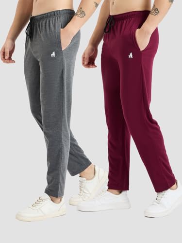 Image of Modeve Women's Solid Cotton Blend Track Pant for Summer Pack of 2