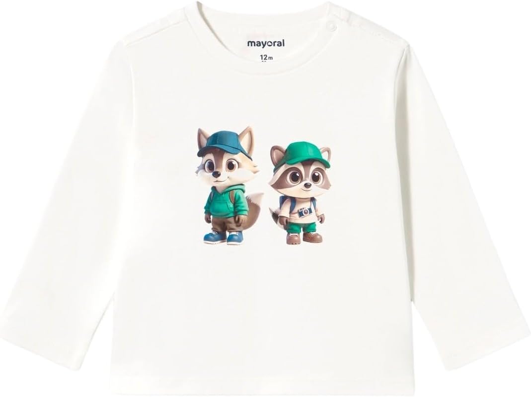 Mayoral L/s t-Shirt Friends for Baby-Boys Cream