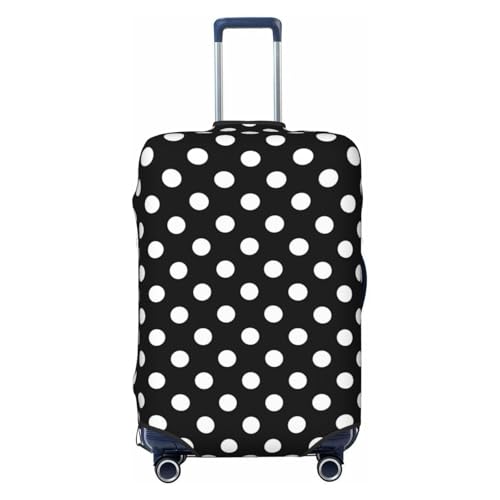 Travel Luggage Covers - vintage white polka dot black Elasticity Suitcase Covers Protector for Luggage 18-32 Inch