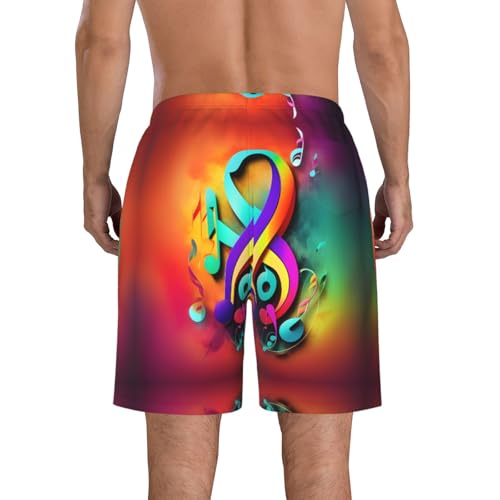 Colorful Musical Notes Print Stylish Beach Shorts Swim Trunks Lightweight Breathable Summer Outdoor Activities3