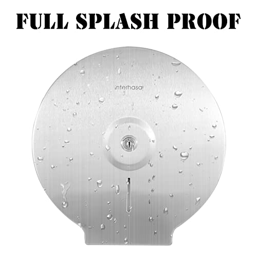Interhasa! 304 Stainless Steel Toilet Tissue Dispenser Wall Mount Jumbo Roll Toilet Paper Towel Dispenser 9 Inch Single Roll Toilet Dispenser Key Lock (Stainless Steel-It118) #TOP4