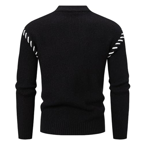 Mens Crew Neck Sweater Half High Collar Sweater Long Sleeve Pullover Sweaters Color Block Sweater Casual Pullovers2