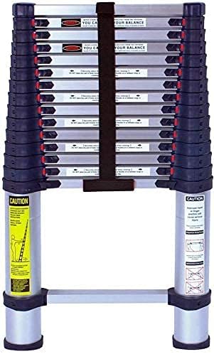Telescoping Aluminum Ladder, Extendable Ladder with Spring Loaded Locking Mechanism for Home Office Loft Use, 330 Pound Capacity,4.8m/15.7ft,Size Name:4.4m/14.4ft