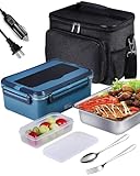 Rhudaky Electric Lunch Box (60 oz & 75W) Food Heater, 3 in 1 Heated Lunch Boxes for Adults,Portable Food Warmer -Self Heating Box for Work/Car/Truck with Large Insulated Lunch Bag