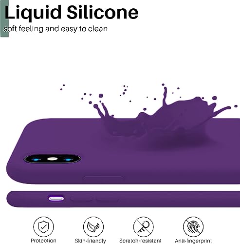 Image of DIZORO Liquid Silicone Soft Back Cover for iPhone X & XS Case, Shockproof Slim Camera & Full Body Protection Non Yellowing Cover with Microfiber Lining & Logo Cut (5.8 Inch) -Violet