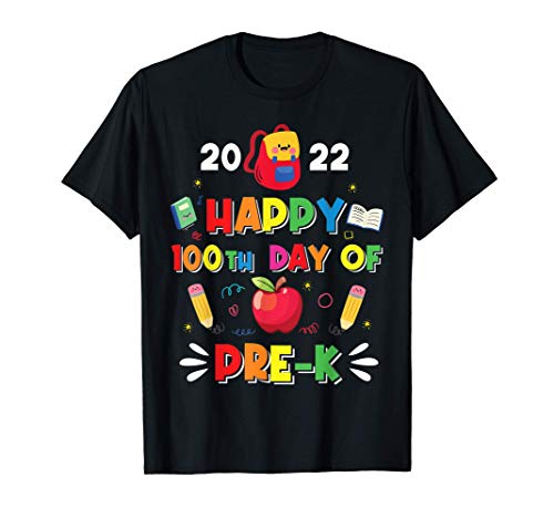 Pre-K Happy 100 Days Of School Shirt Teacher 2022 Boys Girls Camiseta