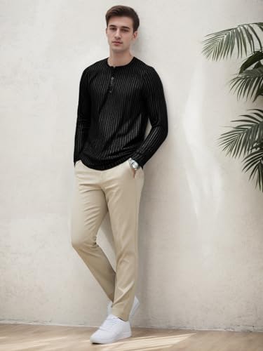 Raleude Fitnes Henley Fleece Sweaters for Men Long Sleeve Pullover Button Sweater Casual Lightweight Sweater2