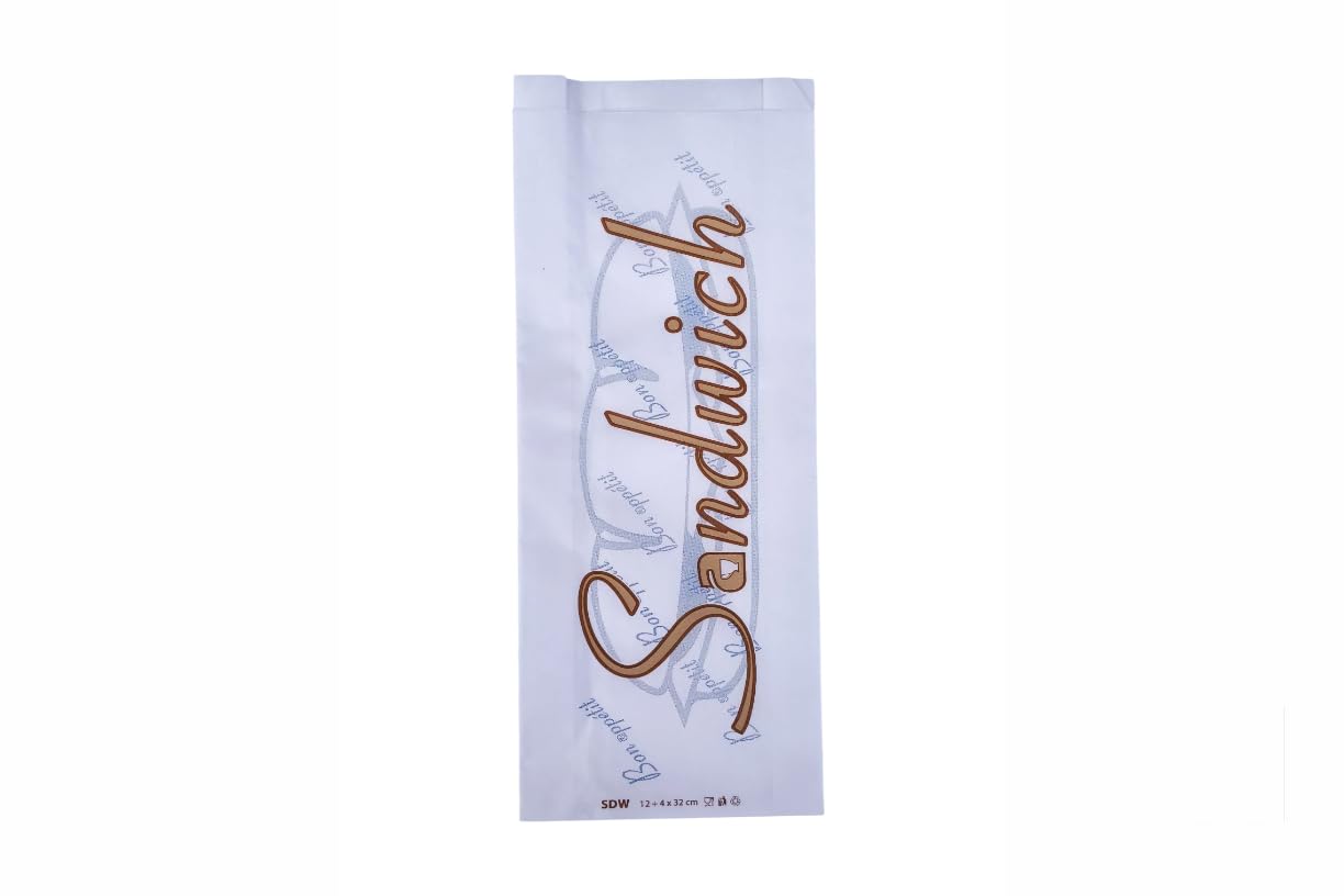 Sachets Alimentaires Papier Kraft – Sandwich, Kebab, Baguette – Format Professionnel – Packs de 100, 500 ou 1000 – Pour Restauration Rapide, Boulangerie (Imprimé, 1000 – Sandwich)