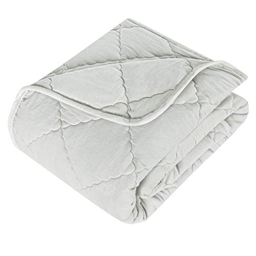 Image of BEDSUM 100% Brushed Microfiber Down Alternative Toddler Comforter, Ultra Soft Lightweight and Warm Breathable Crib Quilted Blanket for Nursery Stroller Bed, 39x47 Inches, Light Grey