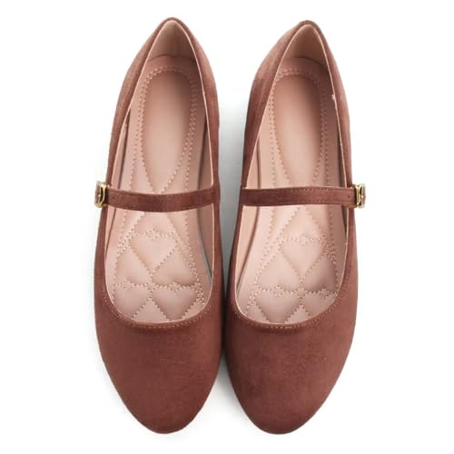 Stunner Women's Mary Jane Flats Fashion Round Toe Ballet Flat Comfortable Ankle Strap Flats Slip On Dress Shoes 23