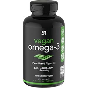 Sports Research Vegan Omega-3 Fish Oil Alternative from Algae Oil – Highest Levels of Vegan DHA & EPA Fatty Acids | Non-GMO Verified & Vegan Certified – 60 Veggie Softgels (Carrageenan Free)