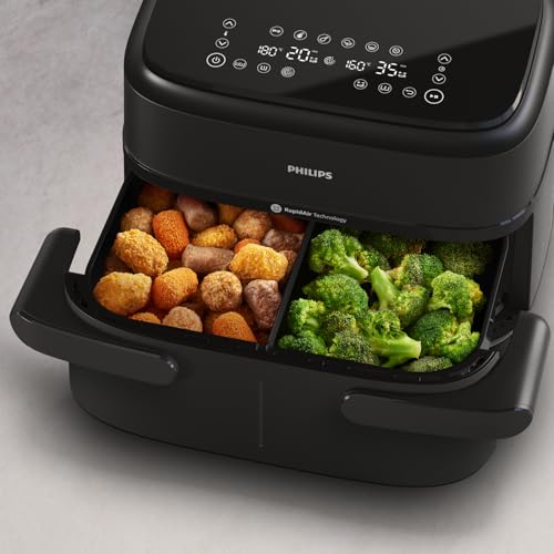 Friteuse sans huile PHILIPS - Airfryer XXL NA351/00 - Capacité 7,1L - Double cuve - 6 préréglages - 2450W