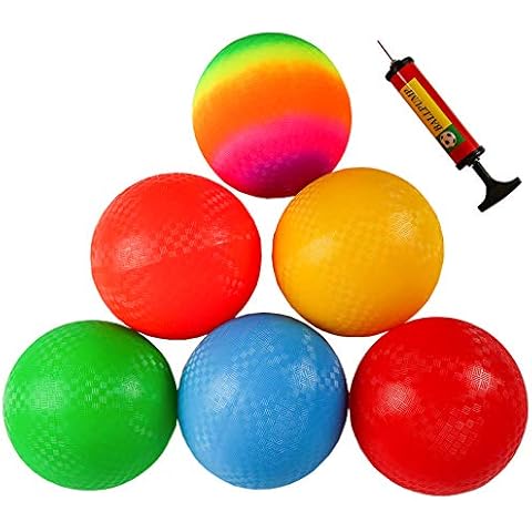 Ogrmar 6PCS 8.5 Inch Playground Balls Dodgeballs with 1 Hand Pump for Kids and Adults Dodge Ball, Kickball, Handball, Camps, Picnic and Schoolyard Games Cover
