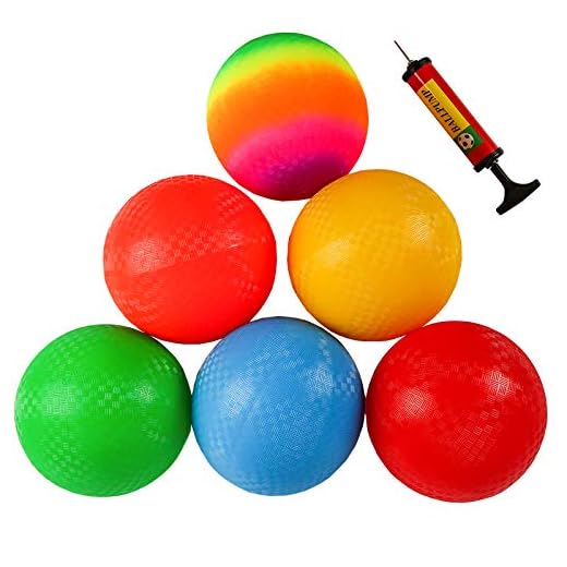 Ogrmar 6PCS 8.5 Inch Playground Balls Dodgeballs with 1 Hand Pump for Kids and Adults Dodge Ball, Kickball, Handball, Camps, Picnic and Schoolyard Games