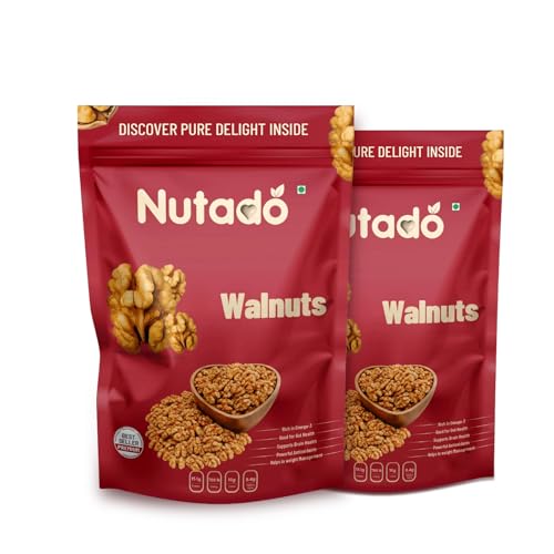 Image of Nutado Premium California Walnut Kernels 400g (200g x 2)| Walnuts without Shell | Akhrot Giri | Dry Fruits, Healthy Snacks | Natural Walnut Kernels | Rich in Protein, Iron & Source of Omega-3