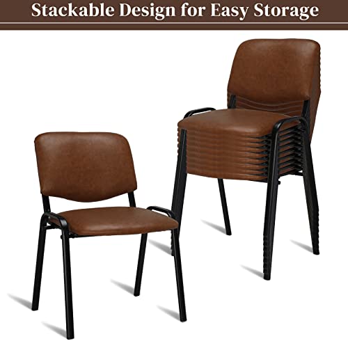 Image of VINGLI Rustic Waiting Room Chairs: 10-pack PU Stackable Church & Office Chairs for Conference Room, Reception, & Lobby