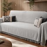 Manta 100% Algodão para Sofá – Macia, Respirável, Antialérgica e Decorativa – Tamanho 240×180 cm (CINZA)