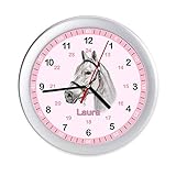 mädchenuhr pferd  Kinderwanduhr Pferd Wanduhr Kinderzimmer Uhr Lernuhr mit Namen