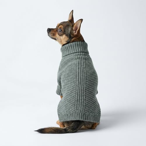 Image of Fitwarm Dog Turtleneck Sweater, Thermal Knitted Pet Coat, Dog Winter Clothes for Small Dogs, Cat Apparel, Heather Grey, Large