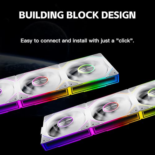 Image of Fan JM-SE 3IN1 BK 120 Fan Infinity Mirror Module Daisy-Chain 5V ARGB PWM Case Fans 120mm Triple Pack Suitable for Computer Case & CPU Cooling (White)