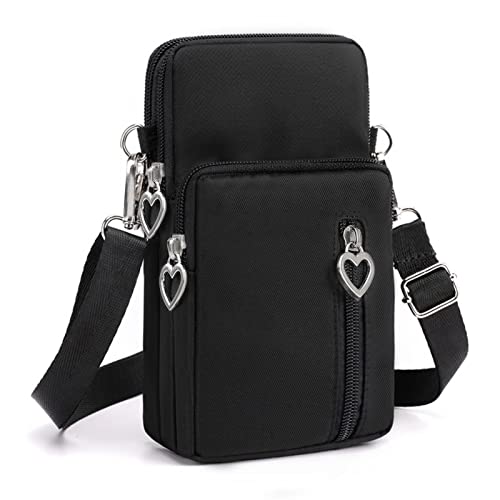 Crossbody Bags for Women, Small Cross Body Bag Waterproof Cell Phone Wallet Mini Messenger Purses, Detachable Strap Casual Over Shoulder Backpack Outdoor Classic Black Purse Sling Bag for Men Unisex