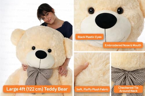 Image of 4 Feet Cream Giant Teddy Bear 48 inch Soft Toy, Plush, and Cuddly Stuffed Animal for Kids, Birthdays, Anniversaries, Valentine's Day, and Special Occasions Large Huggable (4 Feet, Beige)