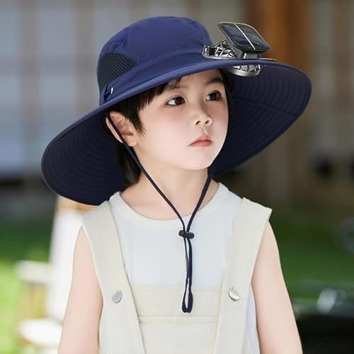 Wide Brim Solar Fan Hat for Kids,Sun Hat with Solar Fan for Children Outdoor,Quick Drying Solar Powered Fan Caps4