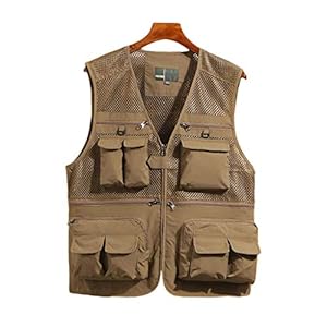 Outdoor Ultradun Vest Zomer Ultradun Outdoor Heren Vest Groot Maat Mouwloos Vest Multi-Pocket Vest Sneldrogend Vest Gereedschapsjas Vier Kleuren (Kleur: Kaki, Maat: 4XL)
