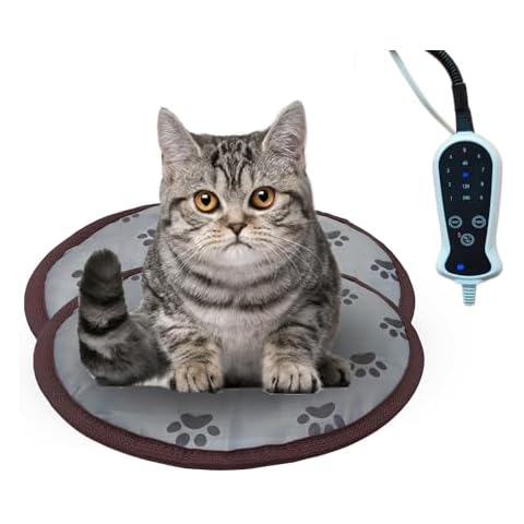 DEOMAN Pet Heating pad for Cats Small Dogs,2 Packs Round Heated pad Smart Timer Precise Temperature Control Waterproof Durable Material Easy Cleaning Cover