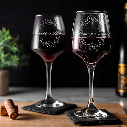 Verres à vin gravés maman et papa : coffret cadeau élégant en verre cristallin haute qualité