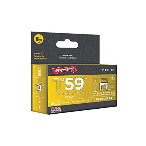 Arrow Fastener T59 Staples 591188 - Clear U-Shape Fasteners for T59 Staple Gun - 1/4" x 5/16"